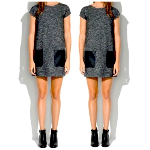 Madewell Wool Shift Dress with Leather Pockets NWT - Picture 1 of 6